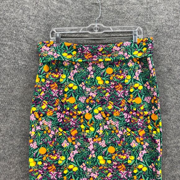 LulaRoe Skirt Women XL Green Floral A-Line Midi Mid Rise Zipper Casual Comfort - Picture 3 of 9
